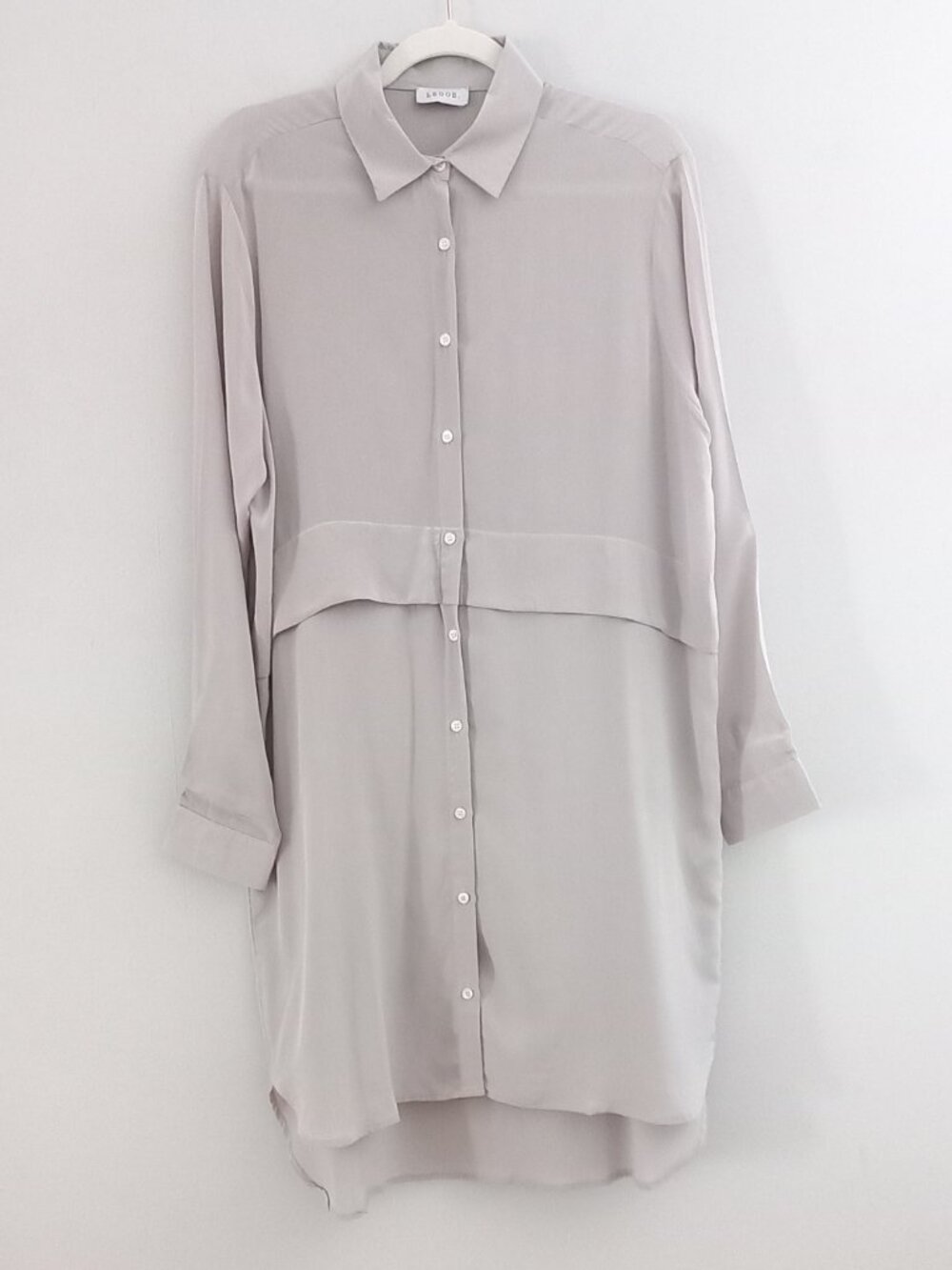 LEGOE grey 100% silk shirt dress